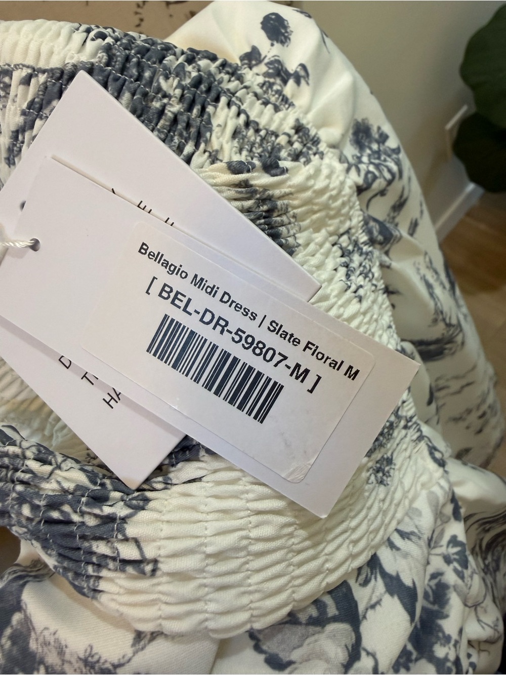 Baltic Born Bellagio Midi Dress NWT Medium Slate Floral Smocked Cottagecore - Picture 9 of 9